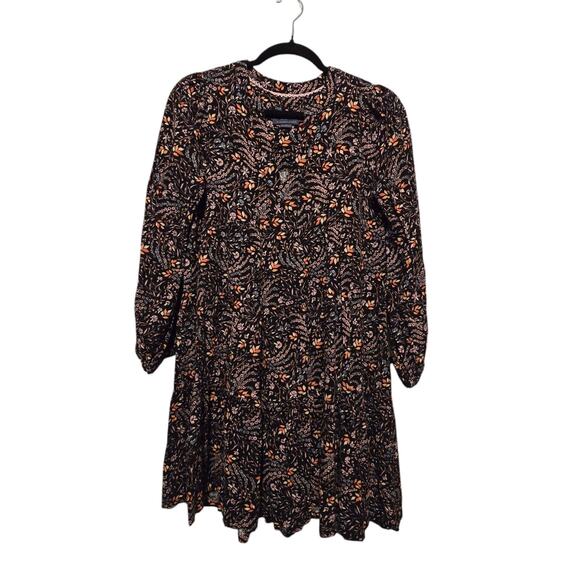 Maeve By Anthropologie Dark Floral Dress SM Ditsy Tiered Boho Cottage Festival - Picture 1 of 15